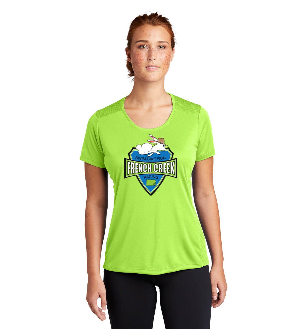 French Creek Racing Ladies Scoop Neck Neon Yellow T-Shirt