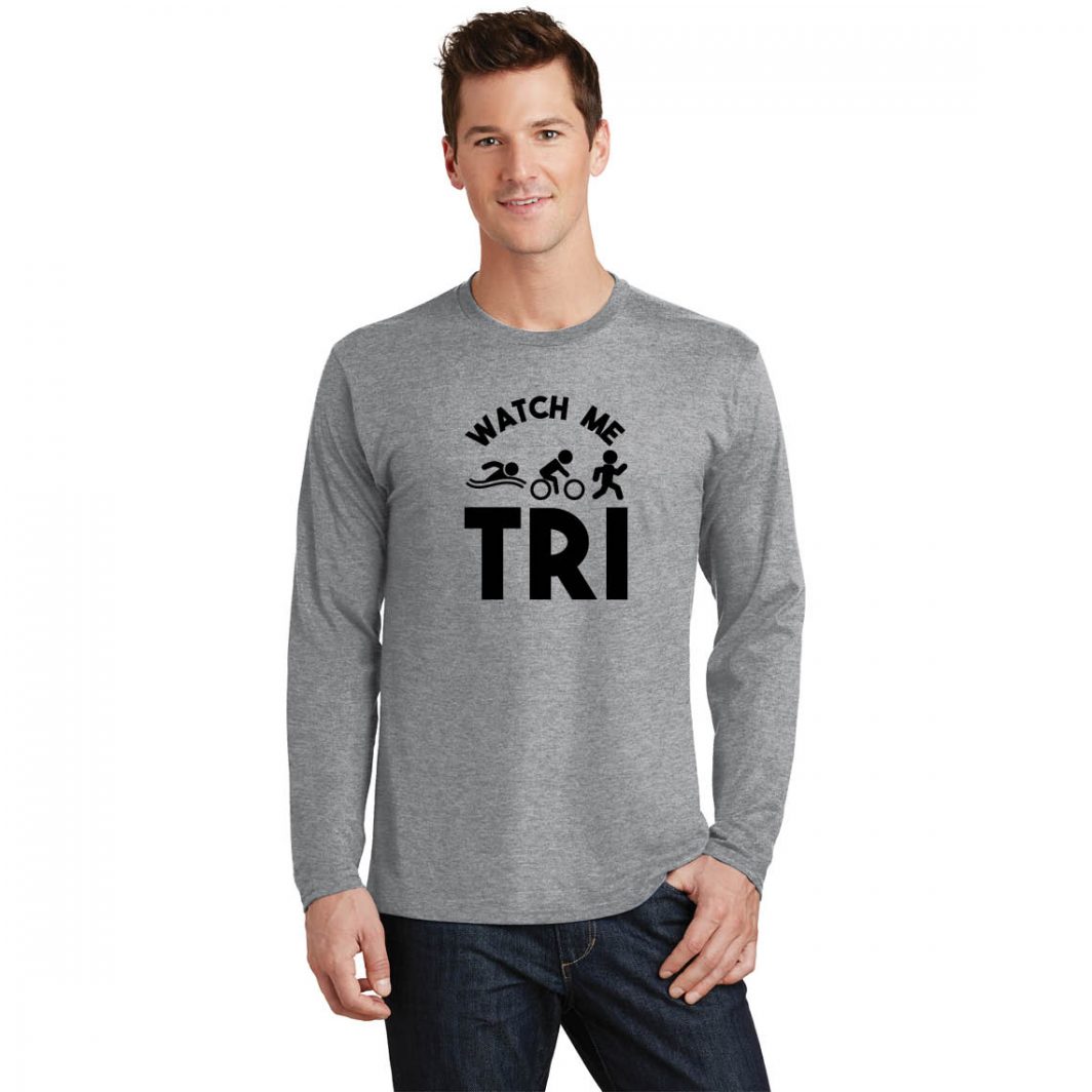 Watch Me Tri Athletic Heather Long Sleeve Tee