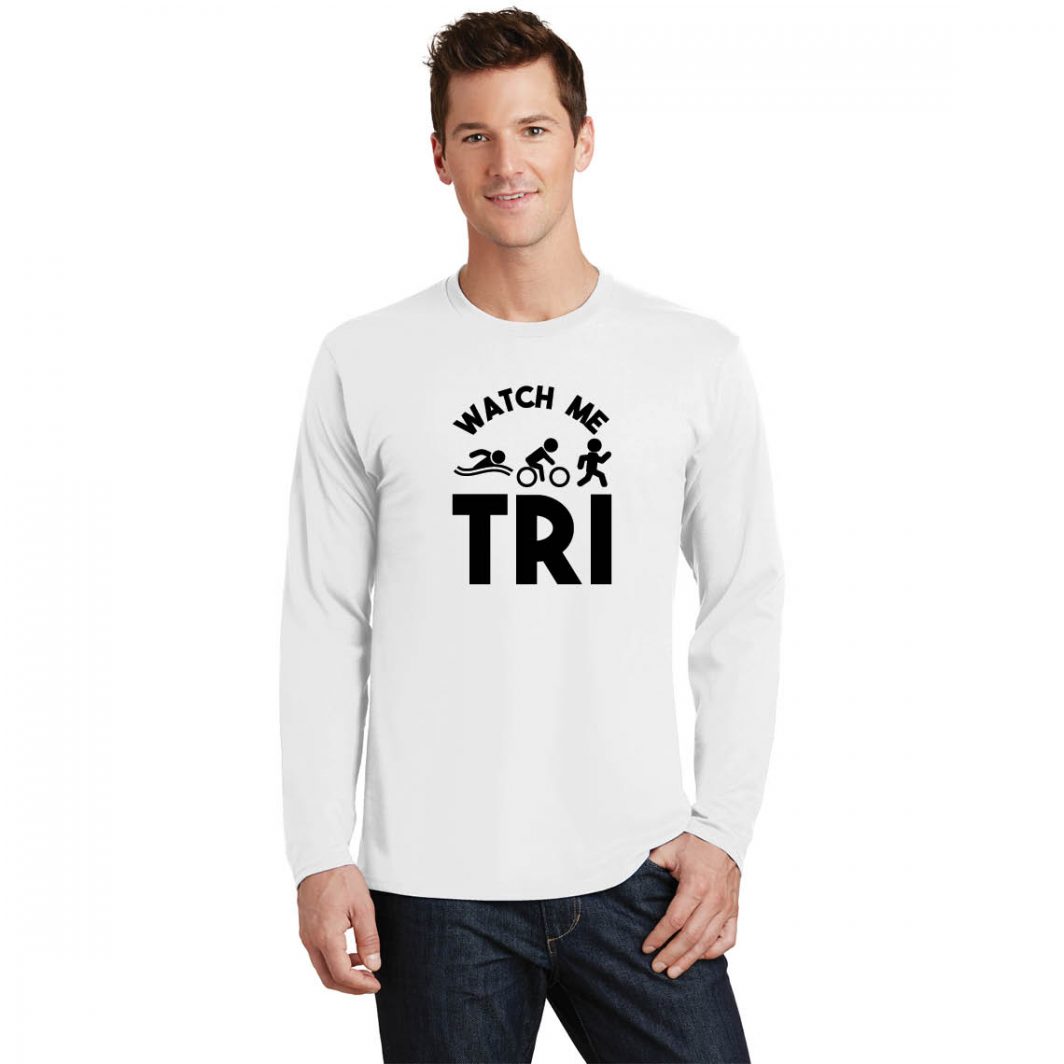 Watch Me Tri White Long Sleeve Tee